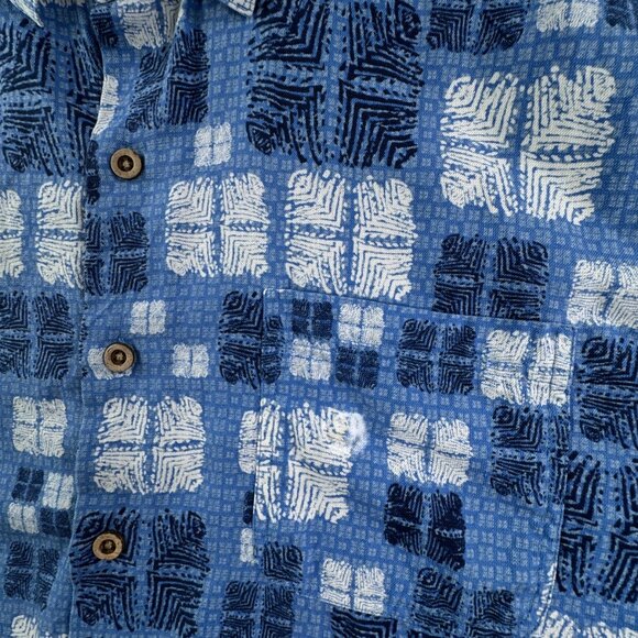 Nat Nast Button Up Shirt Short Sleeve Men’s XL Silk Cotton Geometric Tiki Adult - Picture 9 of 14